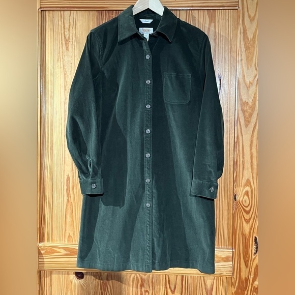 Talbots Dresses & Skirts - Green Corduroy Dress Vintage Talbots Forrest Button Up Stretch Pocket Soft